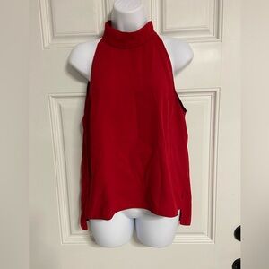 1- ZARA Red Halter Mock Neck Sleeveless Top
